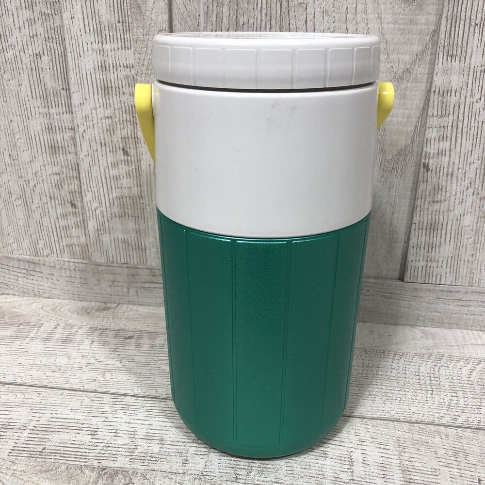 Vtg 1992 Retro Coleman Water Drink Cooler Jug Neon Teal green Yellow 5590 retro - Picture 5 of 9